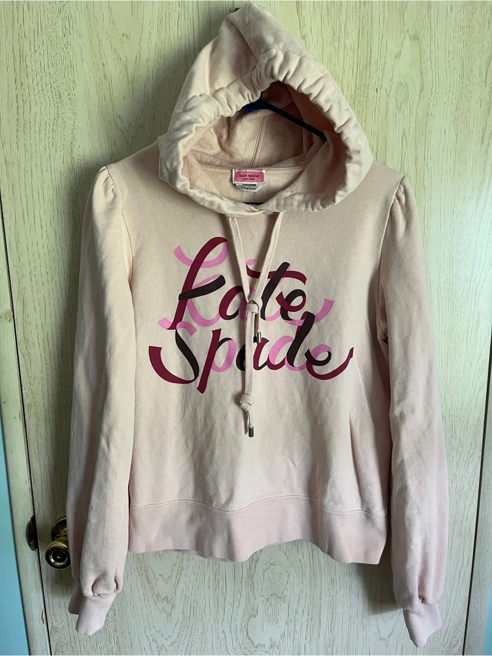 Kate Spade Ribbon Hoodie in Pink Ruby Cotton French Terry Size: Large MSRP:$159